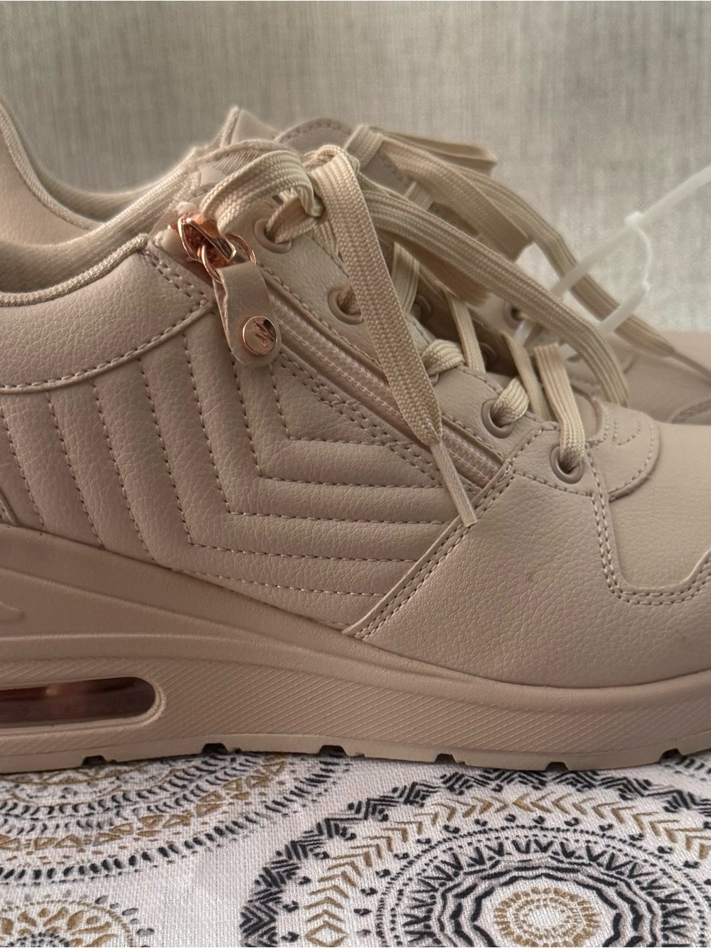 Women’s Cream Platform Lace-Up Sneakers